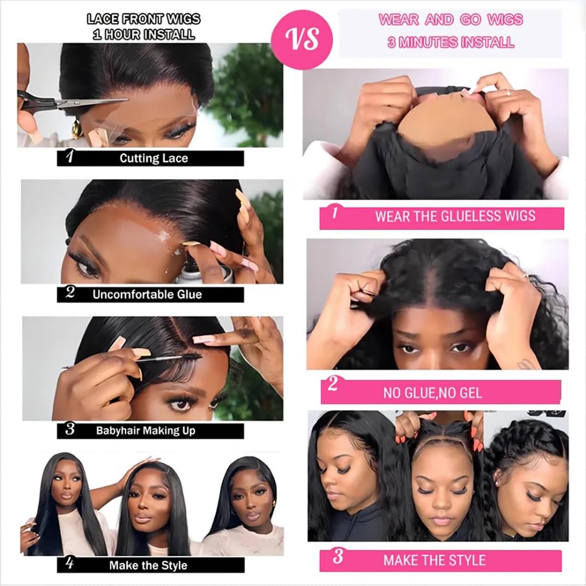 Tascal Wear and Go Glueless Short Curly Bob Wig 4x4 Lace Closure Wigs Human Hair Brazilian Human Hair Wigs for Women Wet and Wavy(14 Inch)
