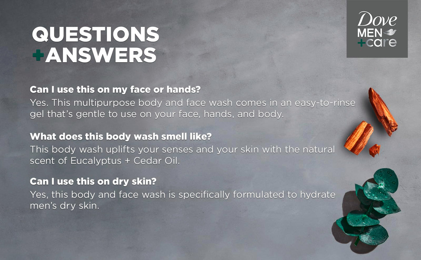 DOVE MEN + CARE Shower Tool For Stronger, Healthy-Feeling Skin Active Clean Scrubs and Exfoliates Body Wash Eucalyptus + Cedar Oil to Rebuild Skin in the Shower