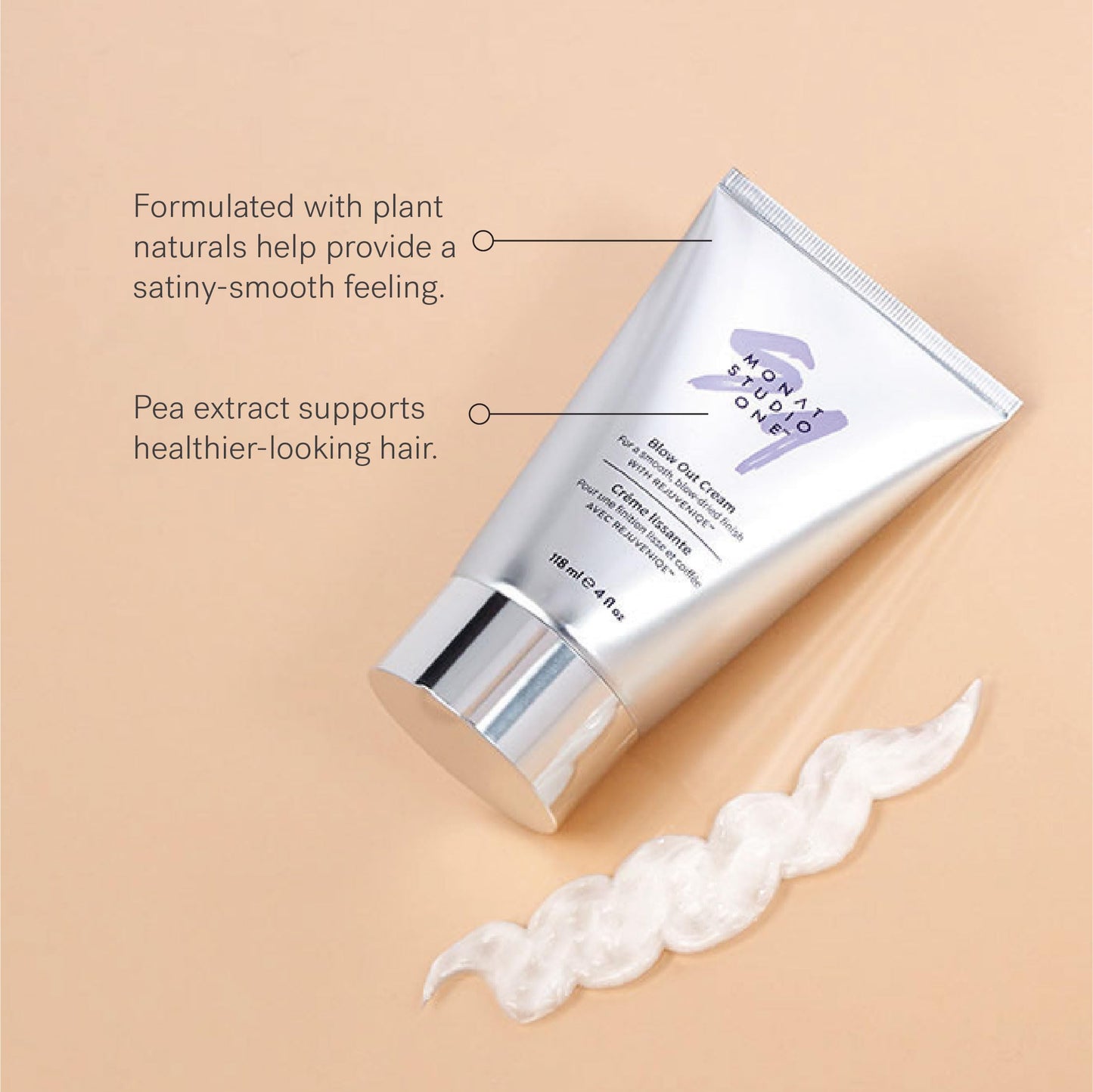 MONAT Studio One Blow Out Cream - Anti Frizz Hair Care/Cream Helps Smooth and Soften Hair While Using Heat Styling Products. Thermal/Heat Protectant - Net Wt. 118 ml / 4 fl. oz.