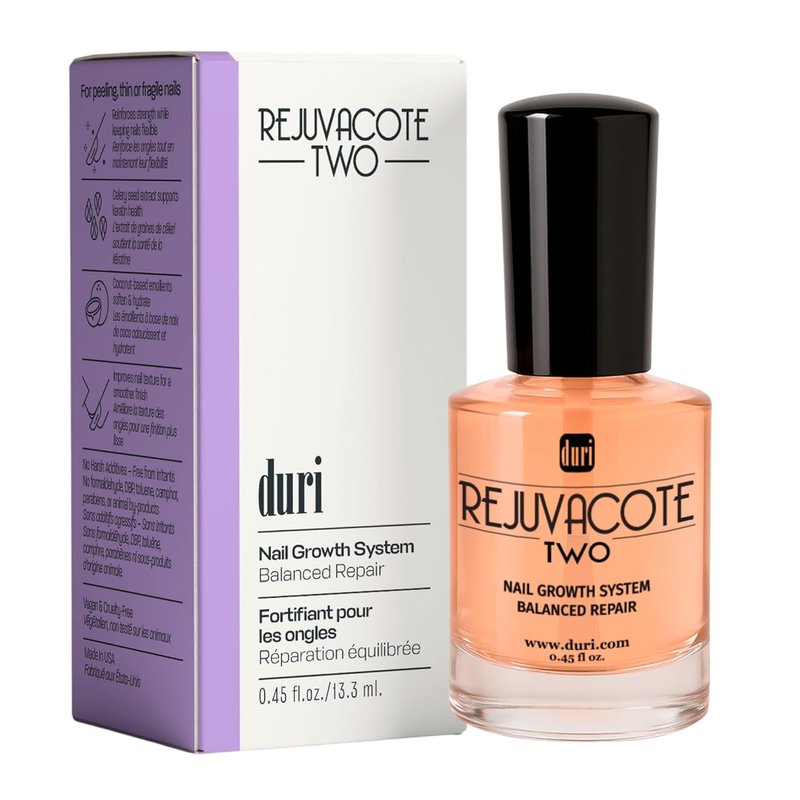Duri Rejuvacote 2 Nail Growth Base & Top Coat - Strengthening Nail Hardener for Peeling & Fragile Nails | 15ml