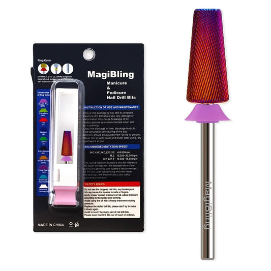 5-In-1 Large Tapered Barrel Nail Drill Bit, 3/32’’ Safety Tungsten Carbide Efile Bit, Fast Remove Acrylic Hard Gel Dip Powder Builder Gel, Professional Nail Tech Tool, Left & Right Hand, Double Fine