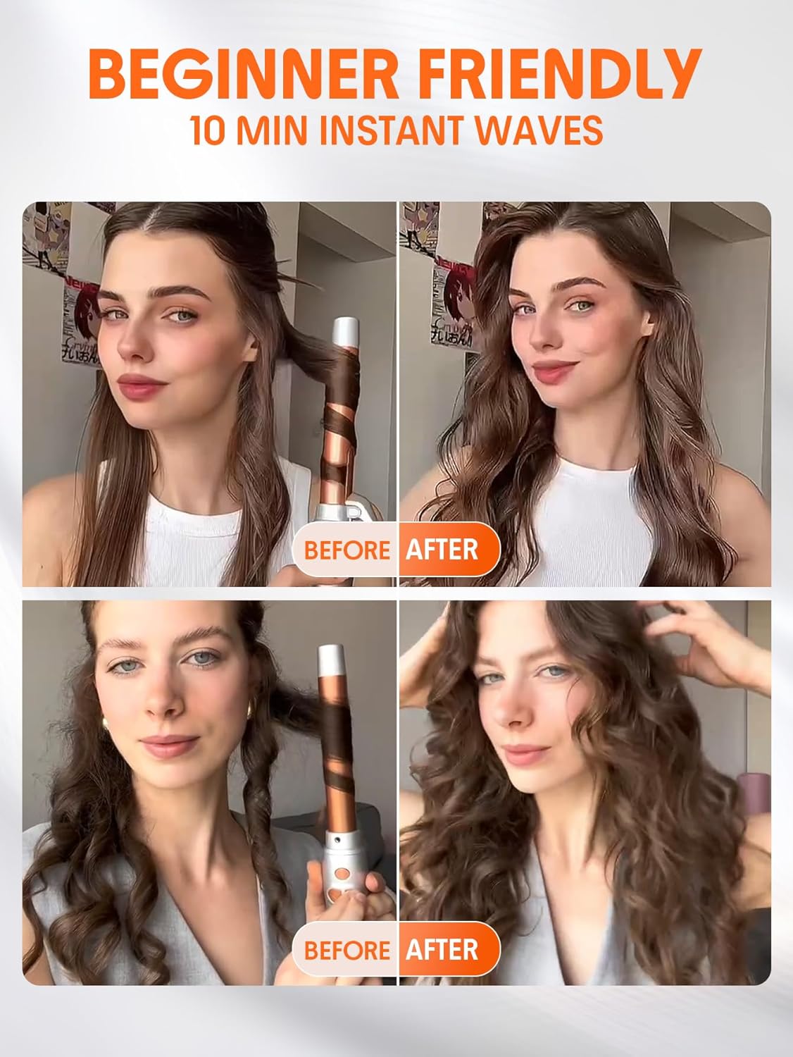 Automatic Curling Wand - 1 Inch Rotating Curling Iron for Long Hair | Self-Spinning Barrel up to 430°F