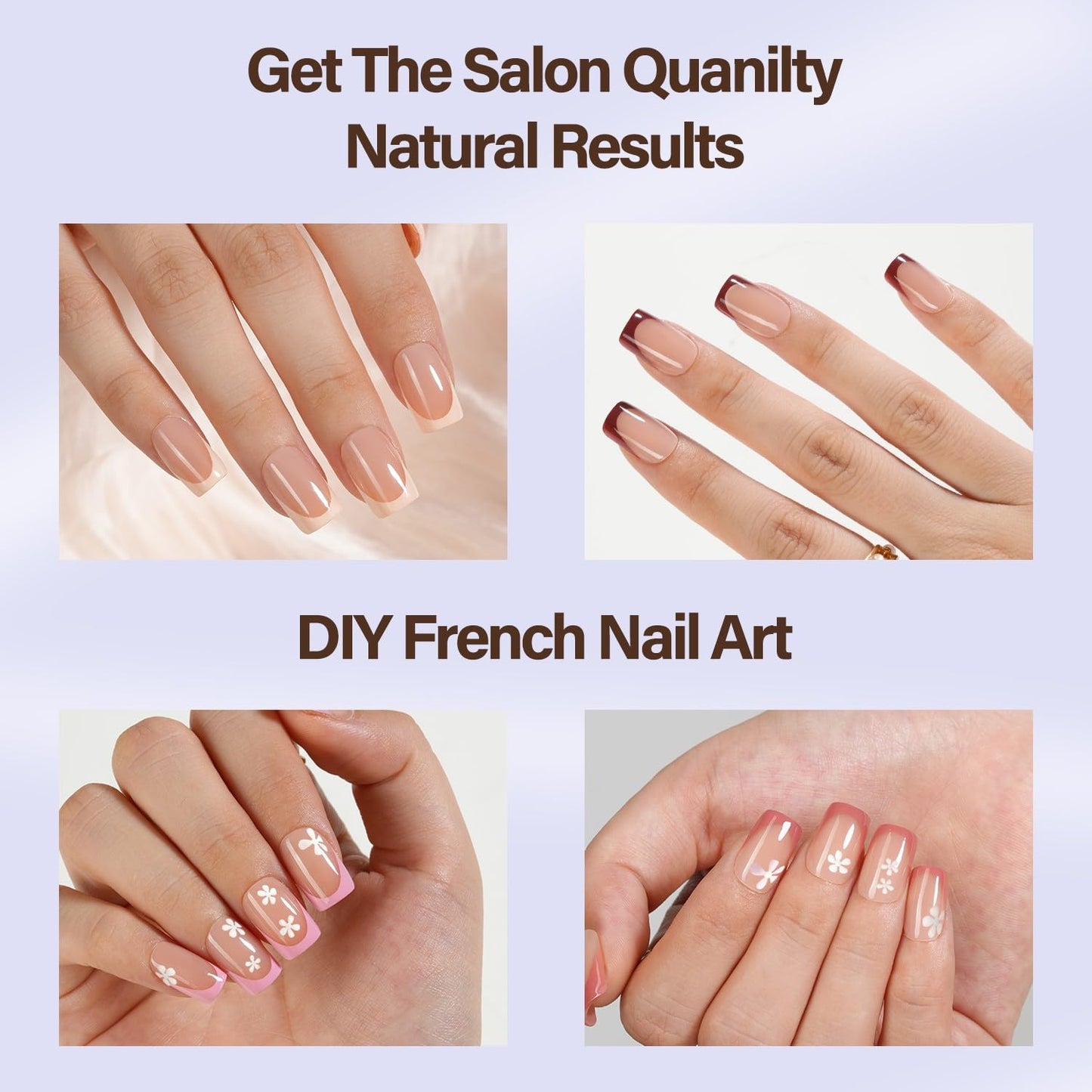 Misssix XBASICTIPS French Tip Press On Nails, 150Pcs French Gel Nail Tips Short Square, Soft Gel Pre-shaped No Need to File 3 in 1 Tips, Fake Nails for Nail Art DIY Extension Designs 15 Sizes