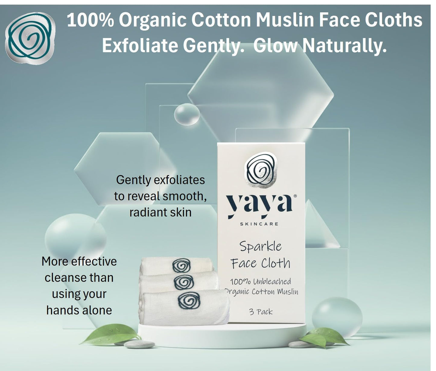 Yaya Glossy Cleansing Foam With Ceramides and Vitamins to Cleanse and Nourish the Skin Barrier-Perfect for Teens, Tweens, & Adults with Sensitive Skin. BONUS! Includes 3 Cotton Exfoliating Face Cloths