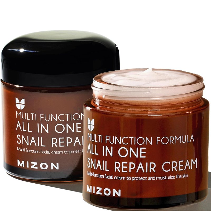MIZON All-in-One Snail Repair Cream - Hydrating Korean Face Moisturizer with Snail Mucin & 12 Extracts | 2.53 Fl Oz, Pack of 2
