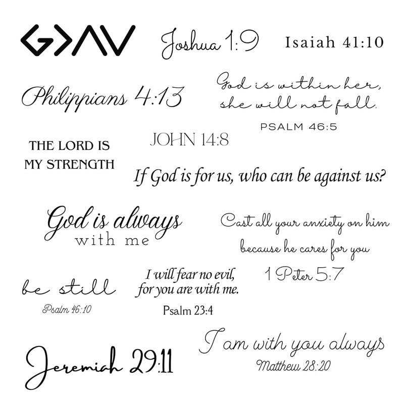Christian Temporary Tattoos - Inspirational Scripture Designs | Motivational Bible Verses & Crosses