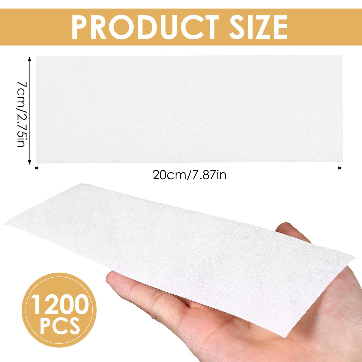 1200Pcs Large Non Woven Wax Strips Bulk- 7.87 x 2.75 Inch Body and Facial Hair Removal Waxing Strip - Soft Waxing Paper Sheets for Arm Leg Underarm Face Eyebrow Armpit Chest Back and Bikini