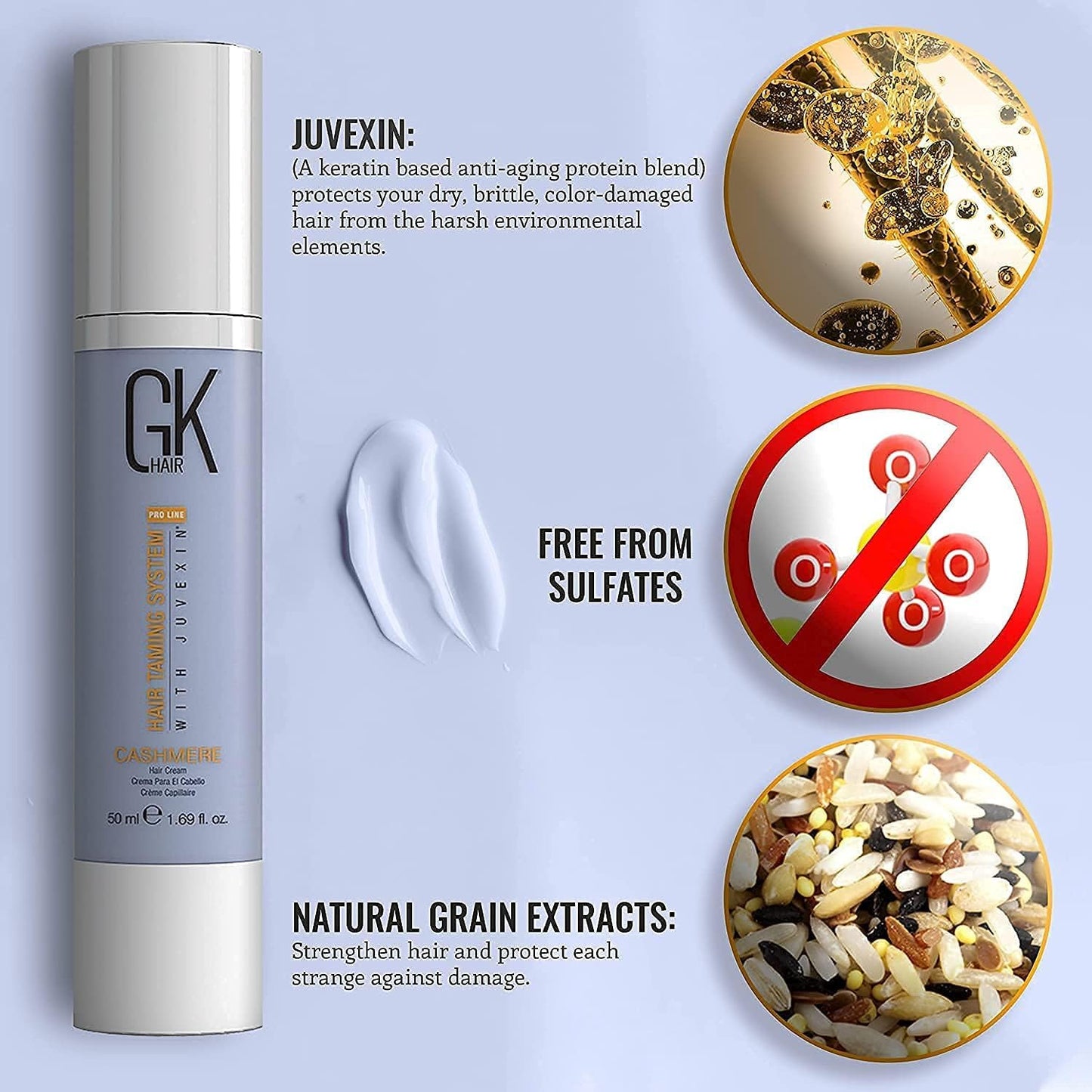GK HAIR Global Keratin Moisturizing Shampoo and Conditioner Sets (Moist 100ml Cashmere 50ml)