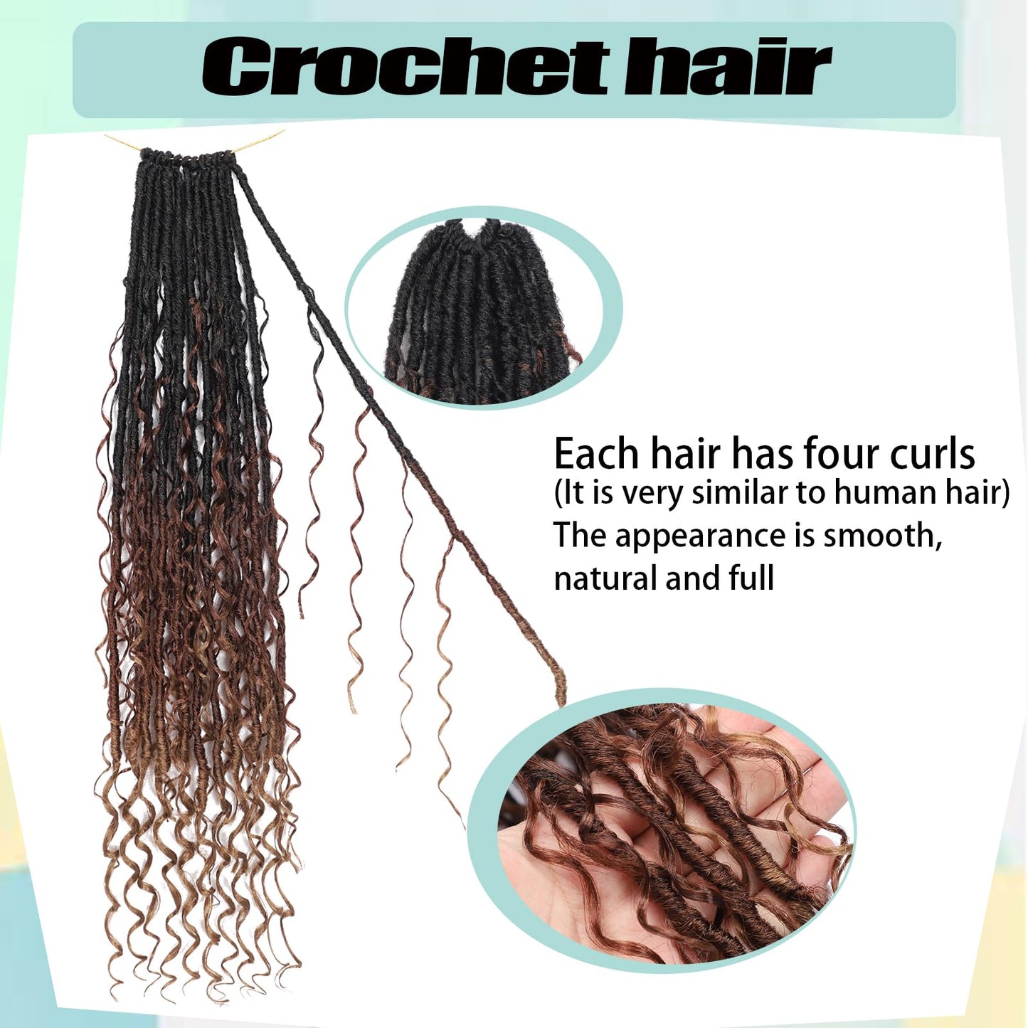 T1 30 27 Goddess Locs Crochet Hair Brown Blonde Ombre Pre Looped Braiding Hair 84 Strands Bohemian Faux Loc Boho Braids 30 Inch River Locs Dreadlocs Hair for Black Women