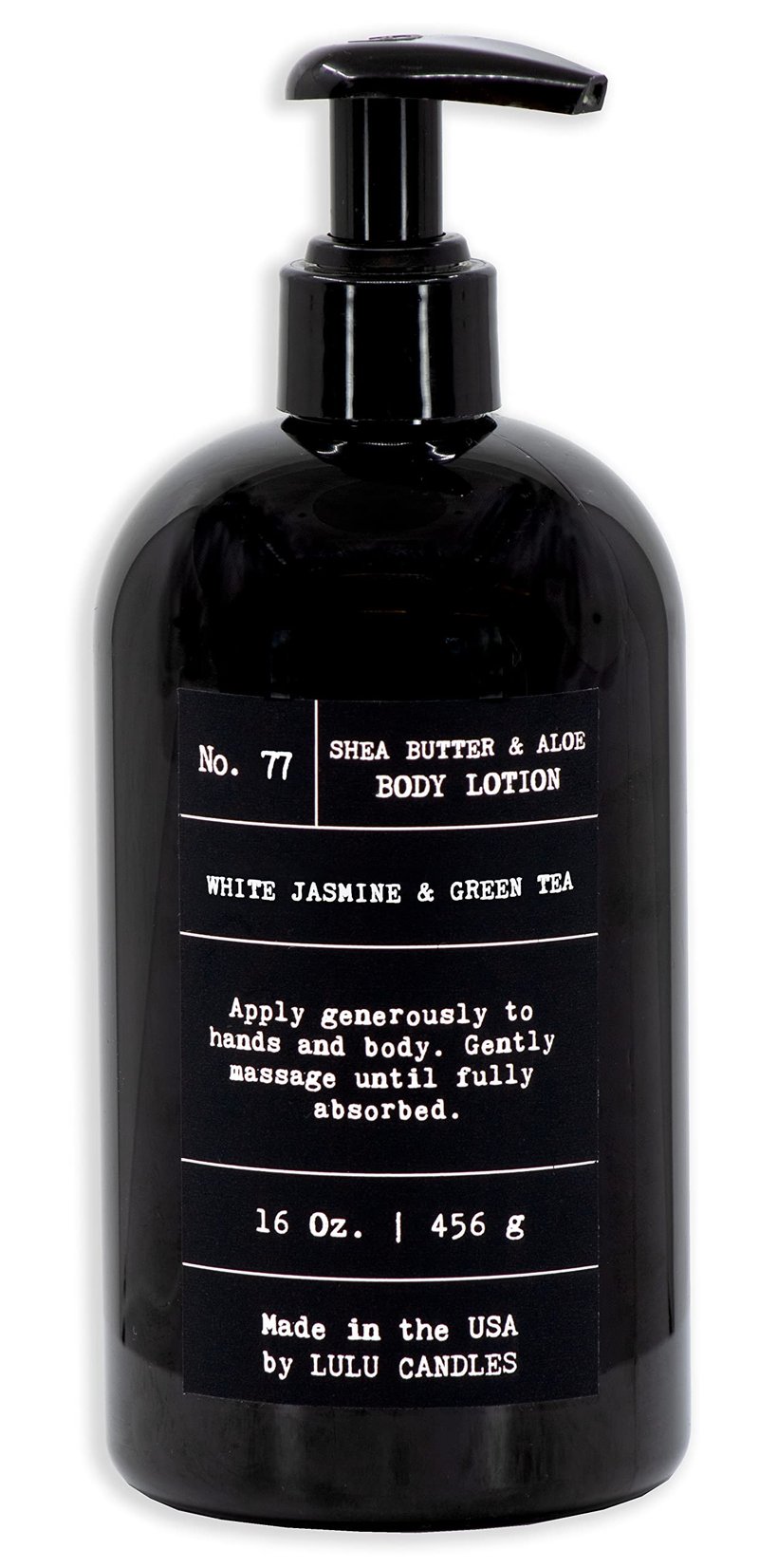 Lulu Candles | White Jasmine & Green Tea | Moisturizing Body Lotion | Soothing Shea Butter & Aloe | Gentle Lotion Nourishes Dry Skin With Moisture, No Paraben, Dye Free, Non-Greasy - 16 Fl. Oz.