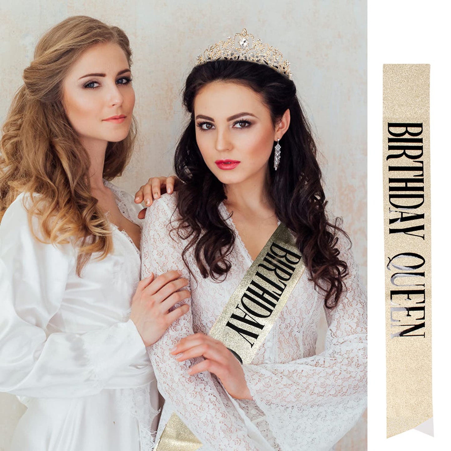 VELSCRUN Crown for Men and Women, Tiara for Women Birthday, Happy Birthday Tiara and Sash Set