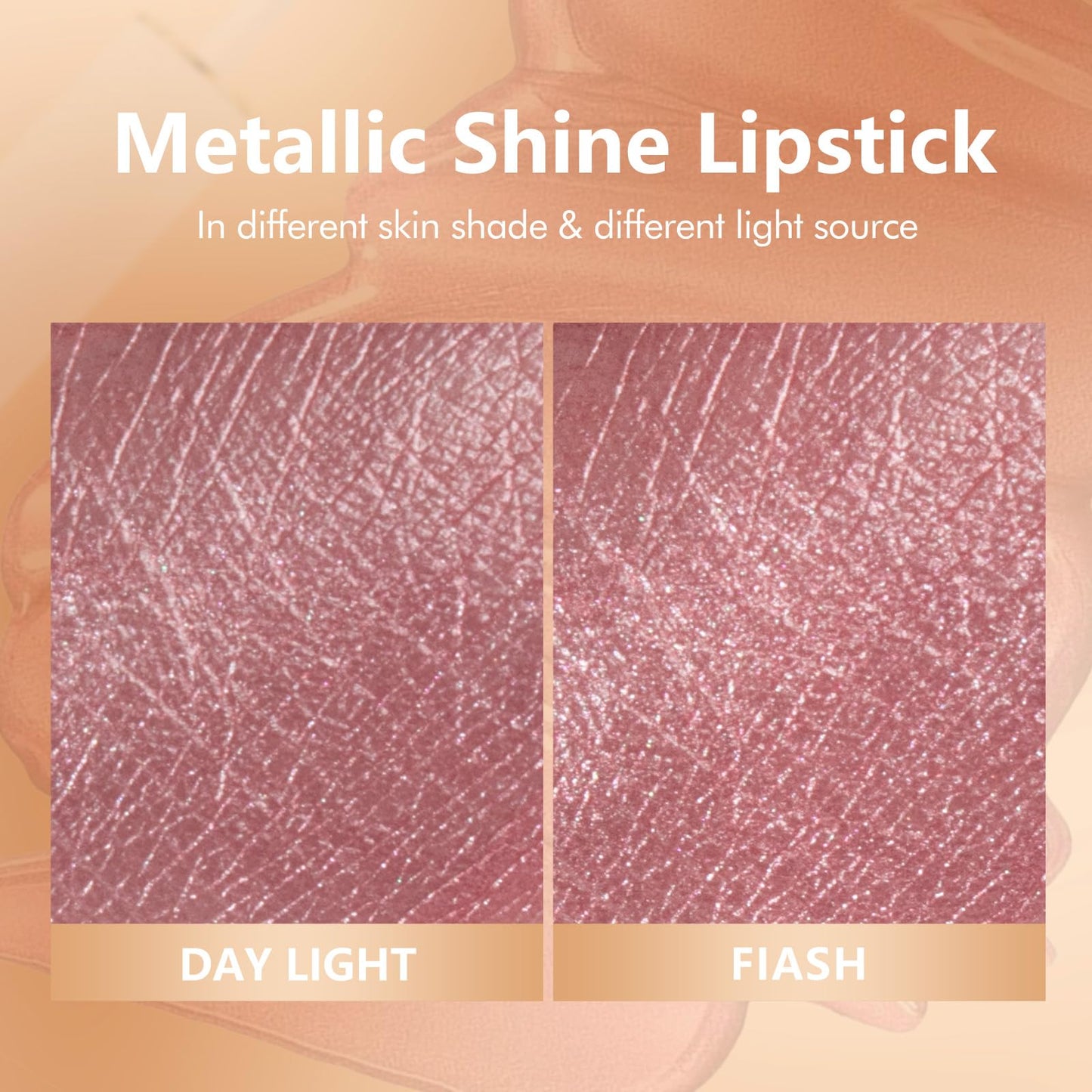 MAKI YIKA Metallic Pink Lipstick for Women Nude Lipsticks for Mother Long Lasting Shine Glitter Lipstick No Smudge No Transfer Liquid Lip Gloss (BR010 Sweet Sugar)