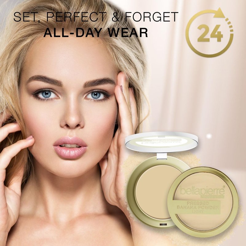 Bellapierre Pressed Banana Setting Powder – Compact Color-Correcting Banana Powder, Matte Translucent Finish, Under-Eye Brightening Baking Powder, Talc-Free, Lightweight – Medium – 0.28 oz