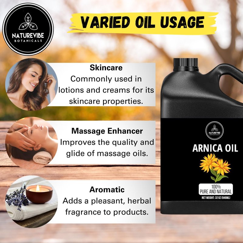 Arnica Oil 32 Ounces - 100% Pure & Natural for Skin and Hair Care