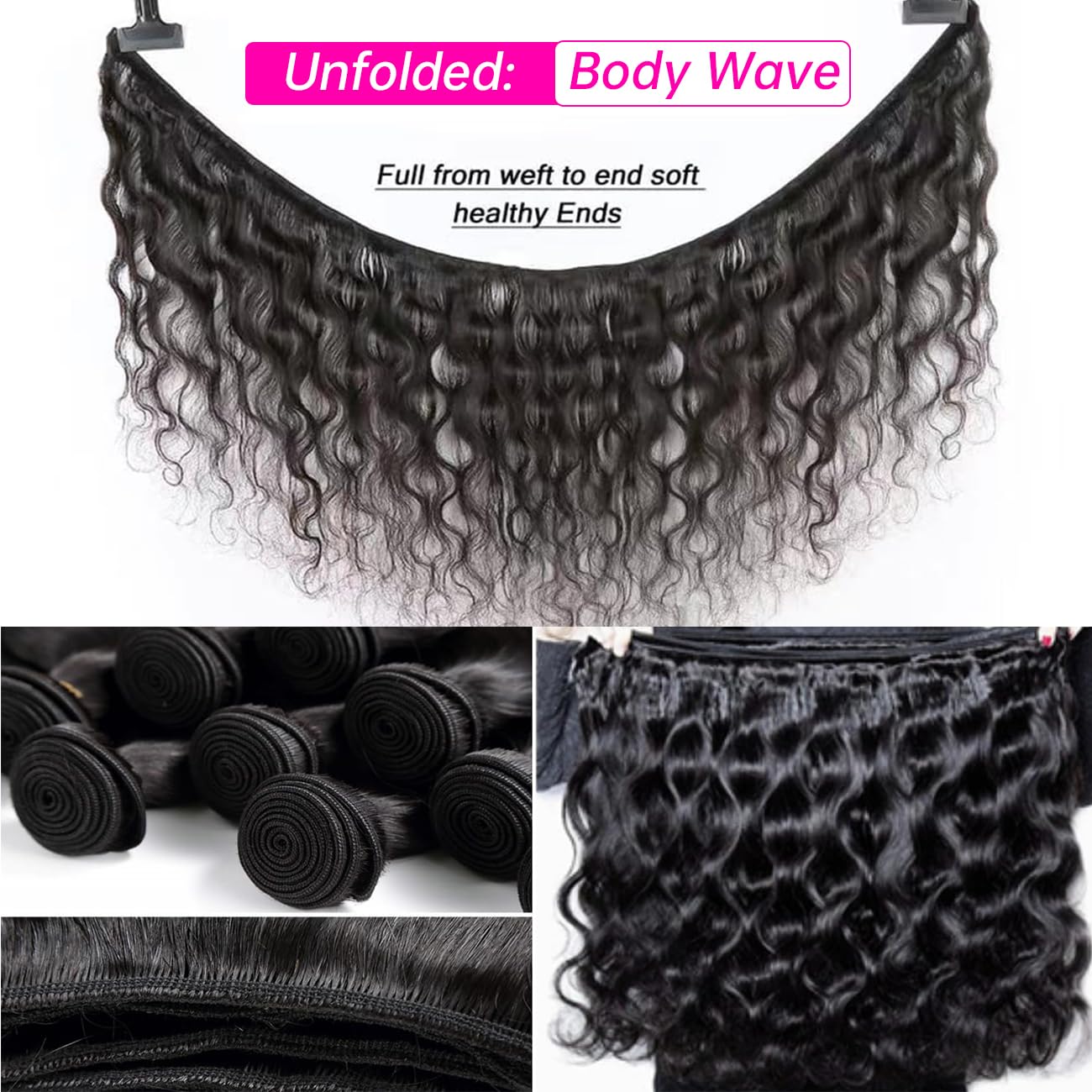 XEILOHO 12A Body Wave Human Hair Bundles 28 inch Brazilian Virgin Human Hair Bundles 100% Unprocessed Body Wave Weft Extensions Quick Weave Natural Black (28 inch 100g)