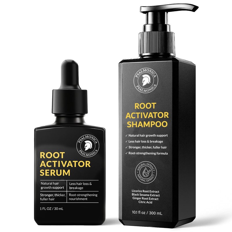 Root Activator Shampoo & Hair Growth Serum Kit | Natural Scalp Care for Thinning Hair (11.1 Fl Oz)