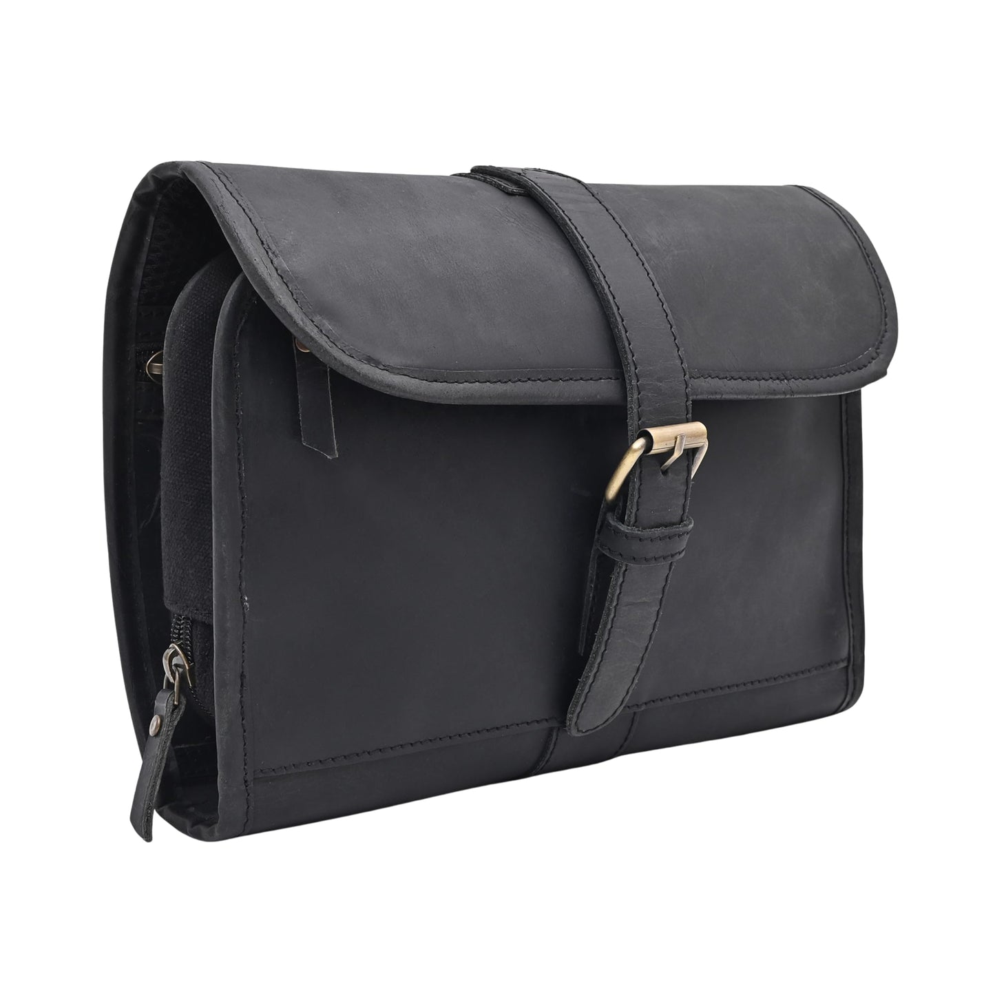 Autentico Leather Genuine Buffalo Leather Hanging Toiletry Bag with Waterproof Lining for Men & Women Handcrafted Vintage Distressed Brownn Leather Dopp Kit, Travelling Kit (Distress Brown)