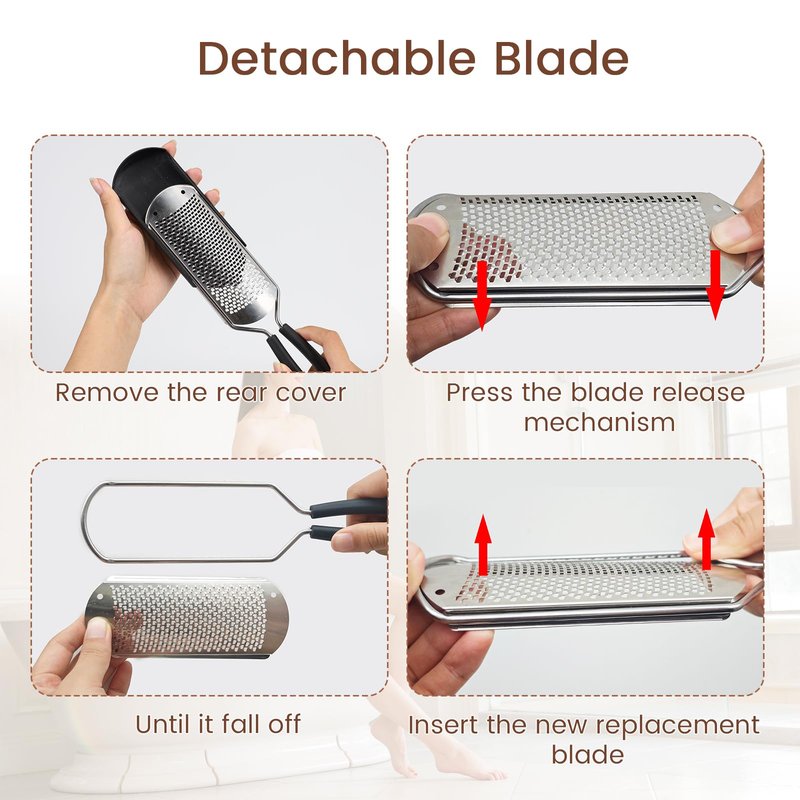 GazePlus 2 Pack Colossal Foot Rasp Scraper 1 Big Hole & 1 Small Hole, Detachable Professional Pedicure Tool Stainless Steel Dead Skin Remover Foot Scrubber Heels Repair for Dry and Wet Feet