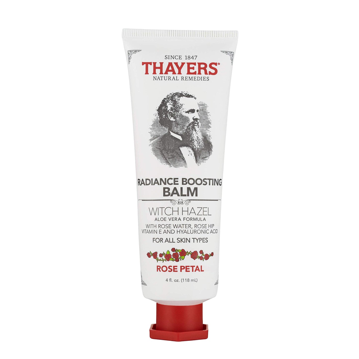 THAYERS Rose Petal Radiance Boosting Moisturizer with Hyaluronic Acid and Vitamin E, 4 Ounces