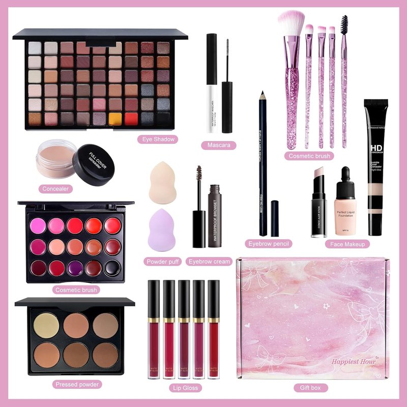 Makeup Set for Women & Teens - All-in-One Beginner Kit | Travel-Friendly Gift Set