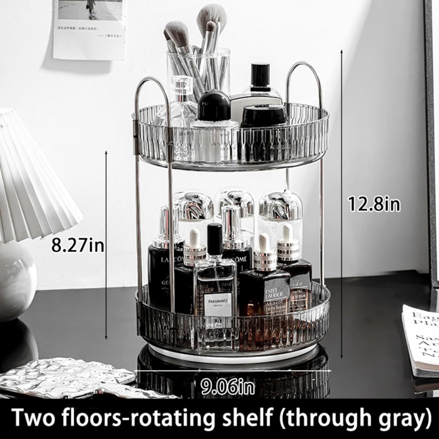 Transparent Rotating Storage Rack - Modern Multifunctional Double-Layer Organizer for Skin Care Products | Large Capacity, Dust-Proof