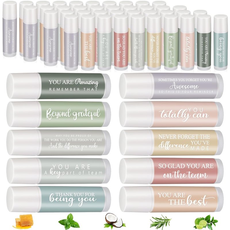 Employee Appreciation Gifts - 30 Sets Lip Balm Bulk for Nurses, Teachers & Coworkers | Perfect Thank You Favors for Events