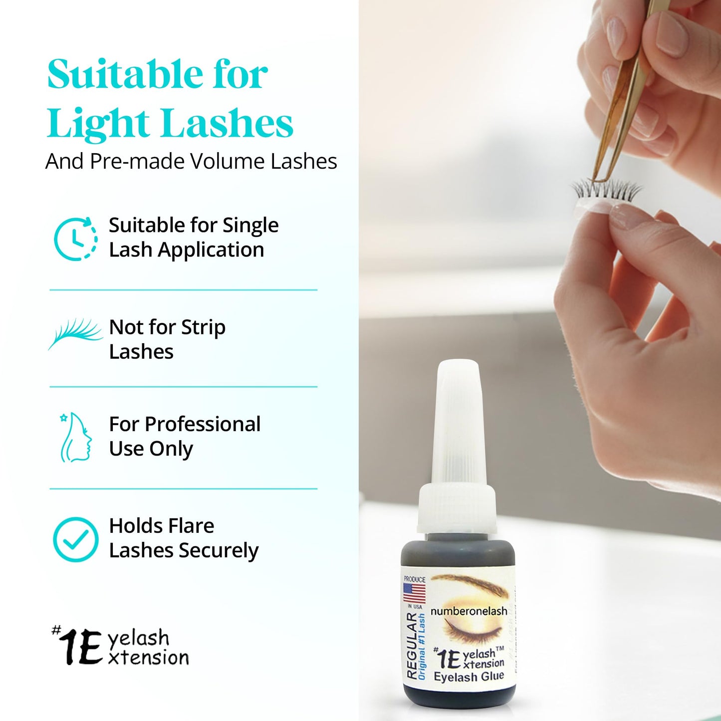#1 Eyelash Extension Regular Eyelash Glue - Professional Lash Glue for Individual Flare Lashes, False Eyelash Adhesives - Long Lasting Waterproof Black, 4-5 Sec Dry, Licensed Use 10ml