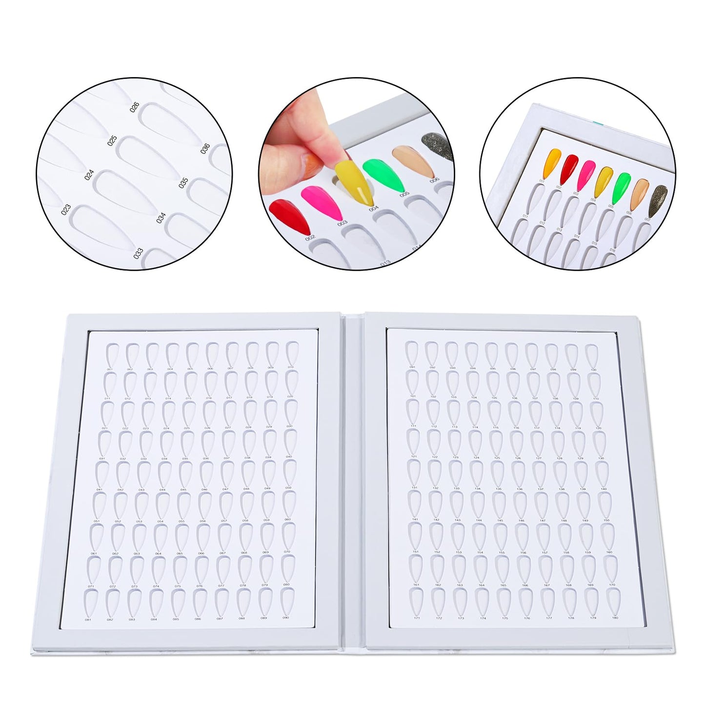 Acycoin2A 180 Nail Color Display Book Chart with 240 Nail Tips (A Style)