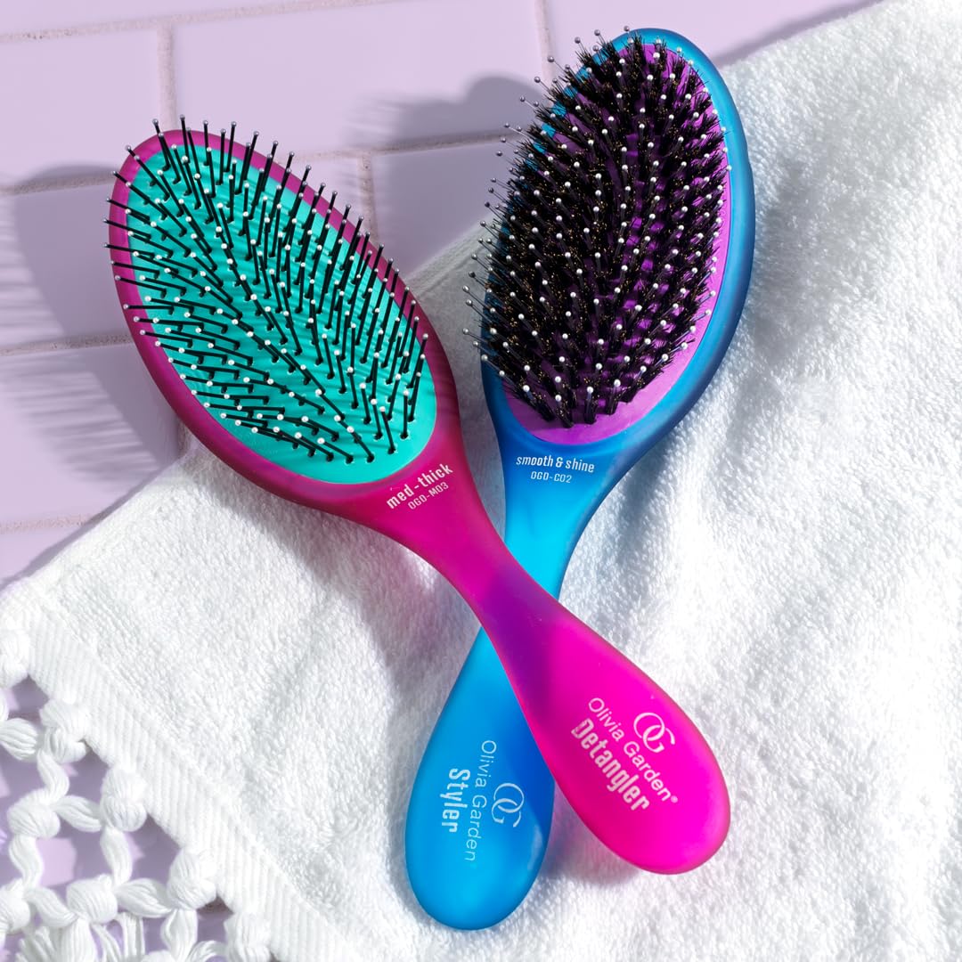 Olivia Garden Detangler Brush - Perfect for Medium to Thick Hair | Ideal for Women, Men & Kids