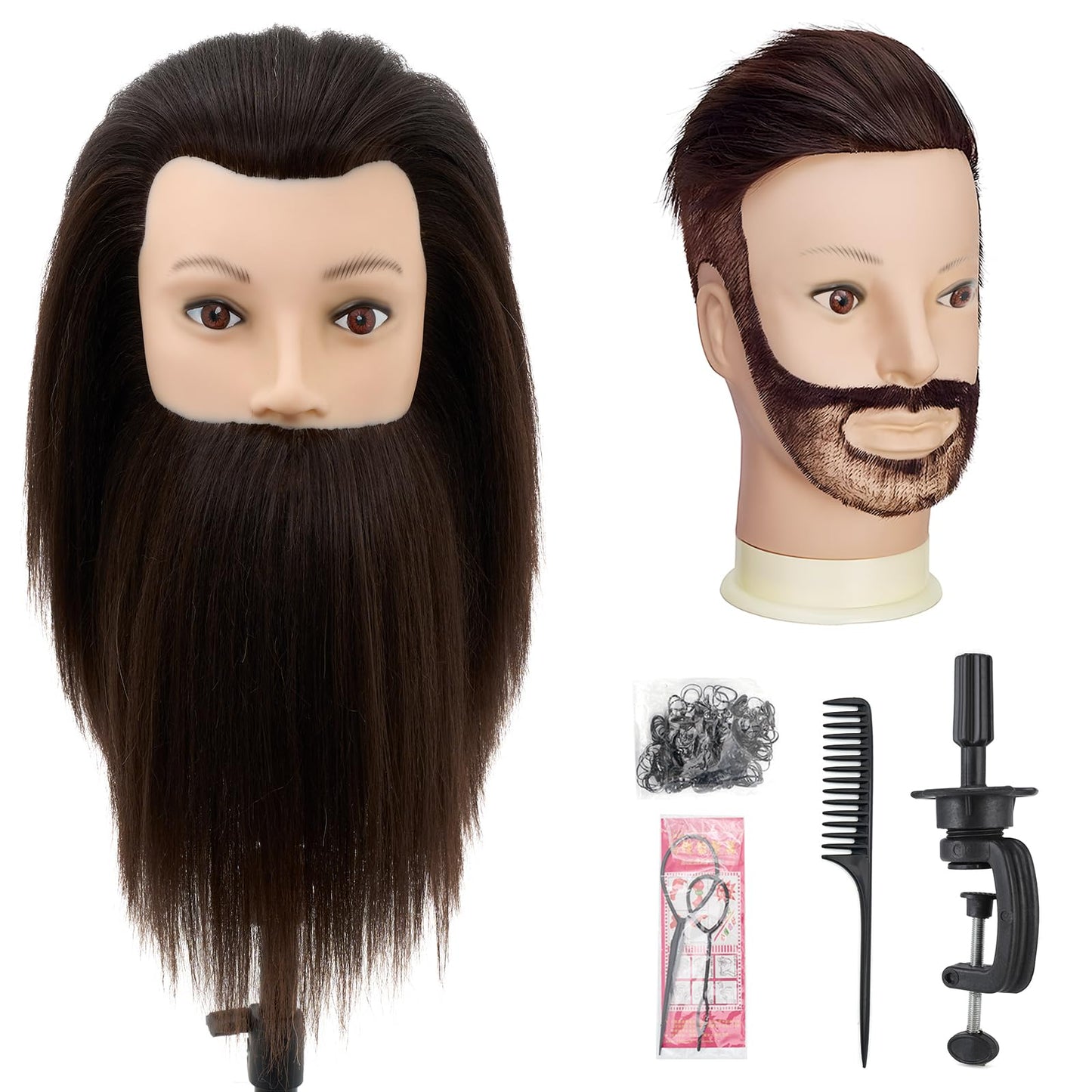 Male Mannequin Head with Hair,10" Barber Mannequin Head,Cosmetology Hairdresser Training Doll Manikin Head for Hair Styling and Practice（black）