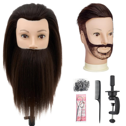 Male Mannequin Head with Hair,10" Barber Mannequin Head,Cosmetology Hairdresser Training Doll Manikin Head for Hair Styling and Practice（black）