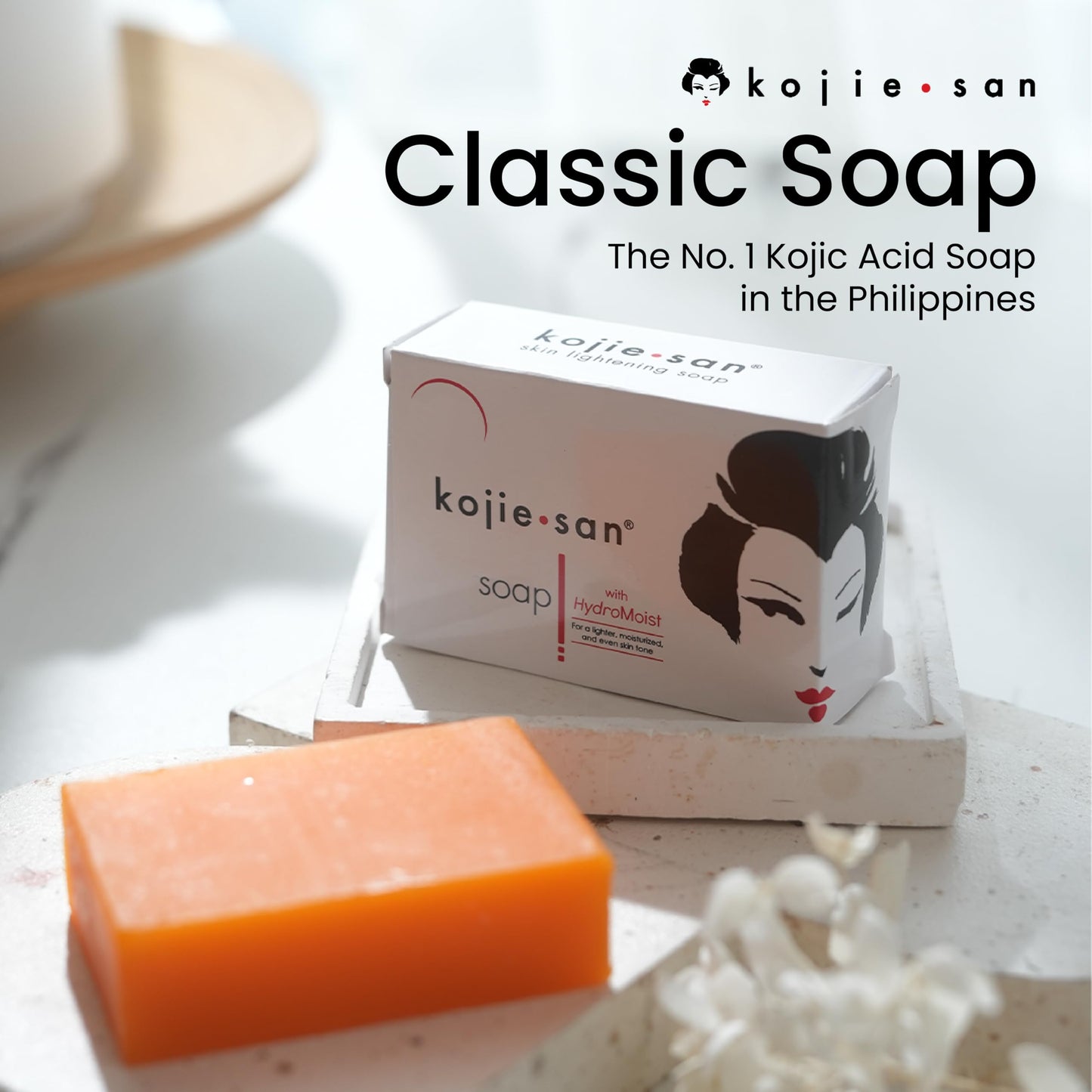 Kojie San Skin Brightening Soap - Original Kojic Acid Soap that Reduces Dark Spots, Hyperpigmentation, & Scars with Coconut & Tea Tree Oil - 135g x 3 Bars