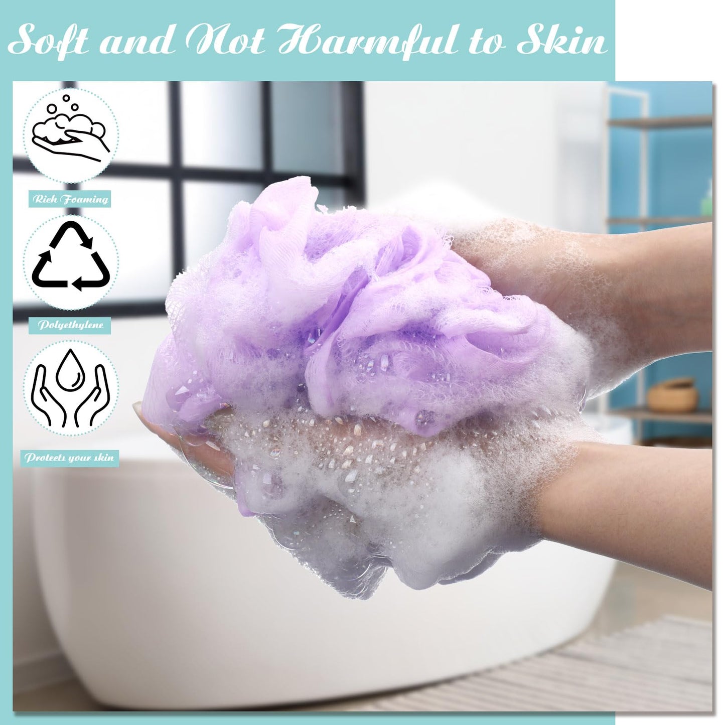 Nitial 50 Pcs Large Bath Shower Loofah Sponge Bulk 60g Exfoliating Bath Sponge Soft Shower Scrunchies Colorful Bath Loofahs for Men Women Shower(Fresh Color)