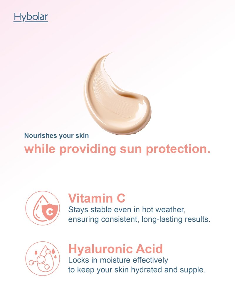 Hybolar Tinted Mineral Face Sunscreen SPF 50 Broad Spectrum Non-Comedogenic with Vitamin C Skin Moisturizer for Sensitive Skin & Kids