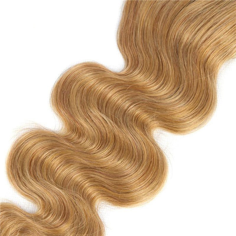 KODRHAR Honey Bundles Brown Human Hair Body Wave 10 12 14 Inch Body Wave Human Hair Weave 3 Bundles Silky Hair Bundles Brazilian 3 Bundles Human Hair Extensions for Women Deals 27 Color Bundles