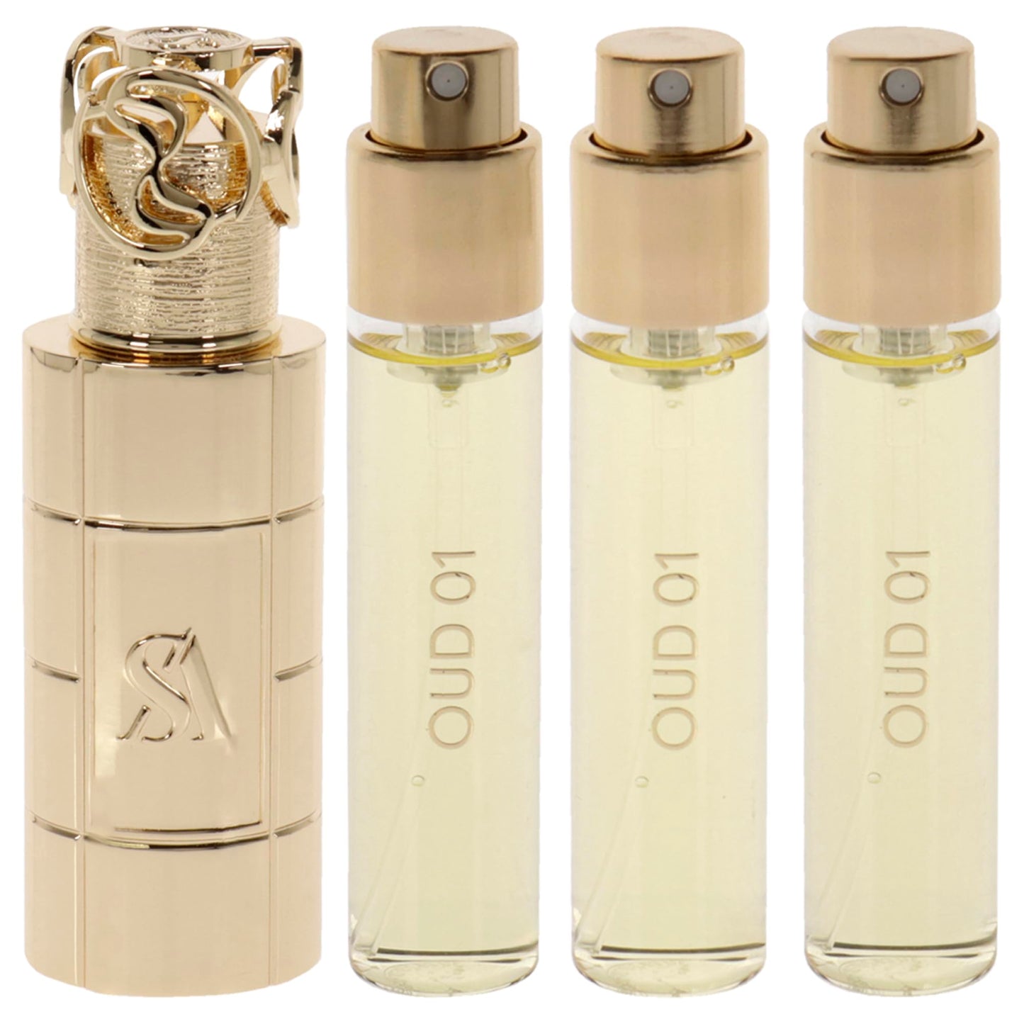 Swiss Arabian Oud 01 Giftset - Arabian Perfumes for Women and Men - Long Lasting Perfume - Floral, Spicy, Amber Perfume - 3 Bottles with Case - 4 pc