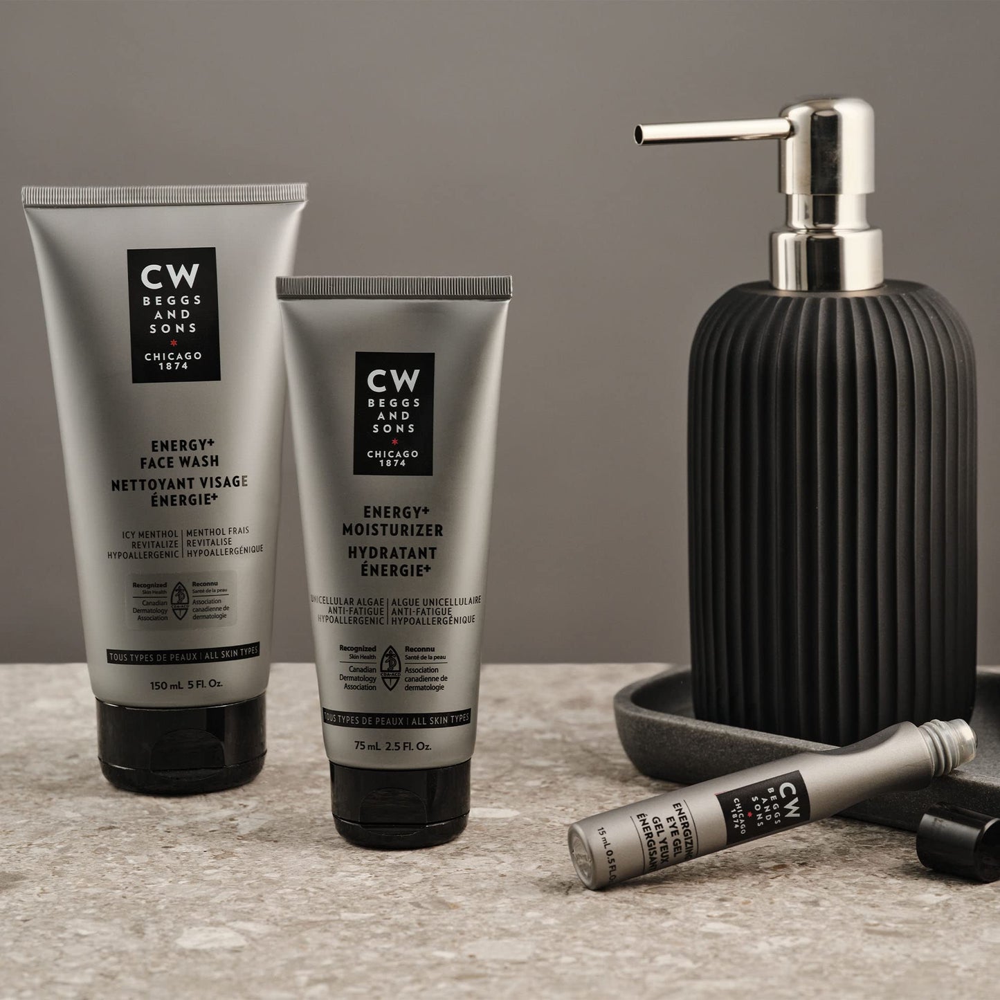CW Beggs Energy+ Moisturizer for Men, Normal to Dry Skin, Anti-Fatigue Face Cream, Hypoallergenic, Fragrance-Free, Paraben-Free, Alcohol-Free, Mineral Oil-Free, Cruelty-Free, 2.5 Fl. Oz.