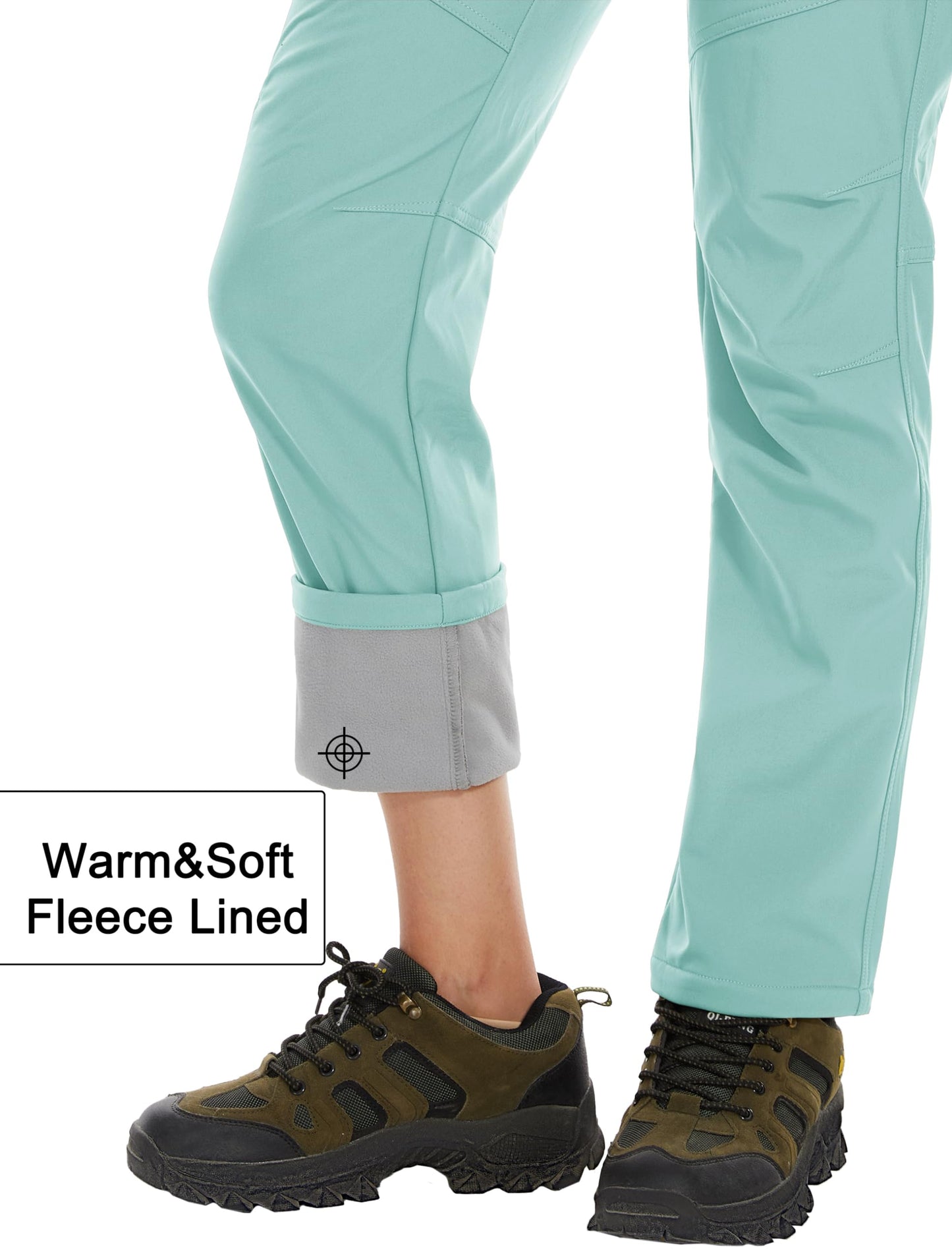 MAGCOMSEN Women's Fleece Lined Waterproof Insulated Outdoor Snow Ski Pants Winter Warm Hiking Pants Light Lake Blue L