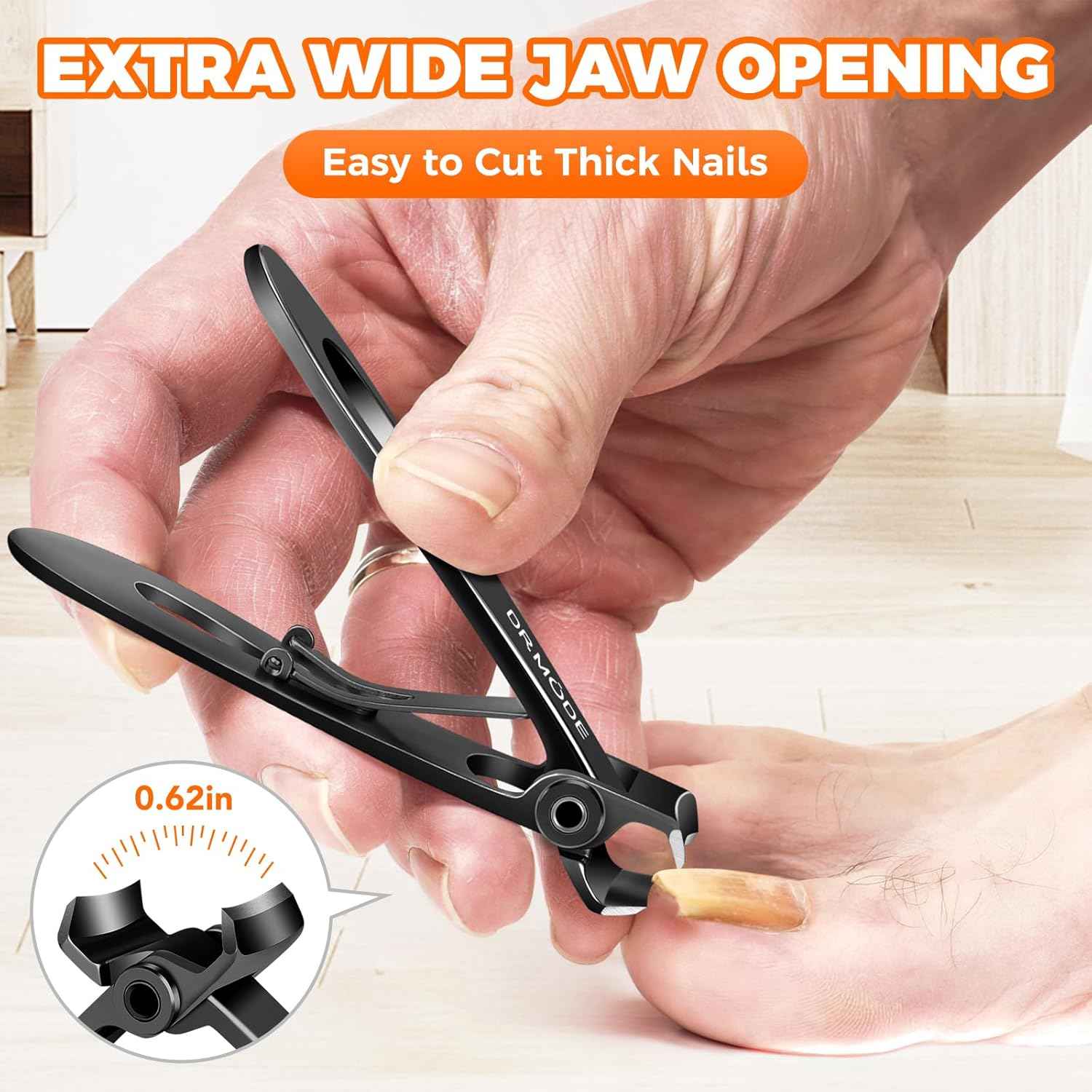 Thick Toenail Clippers for Men & Seniors - Wide Opening Ingrown Nail Cutter with Catcher