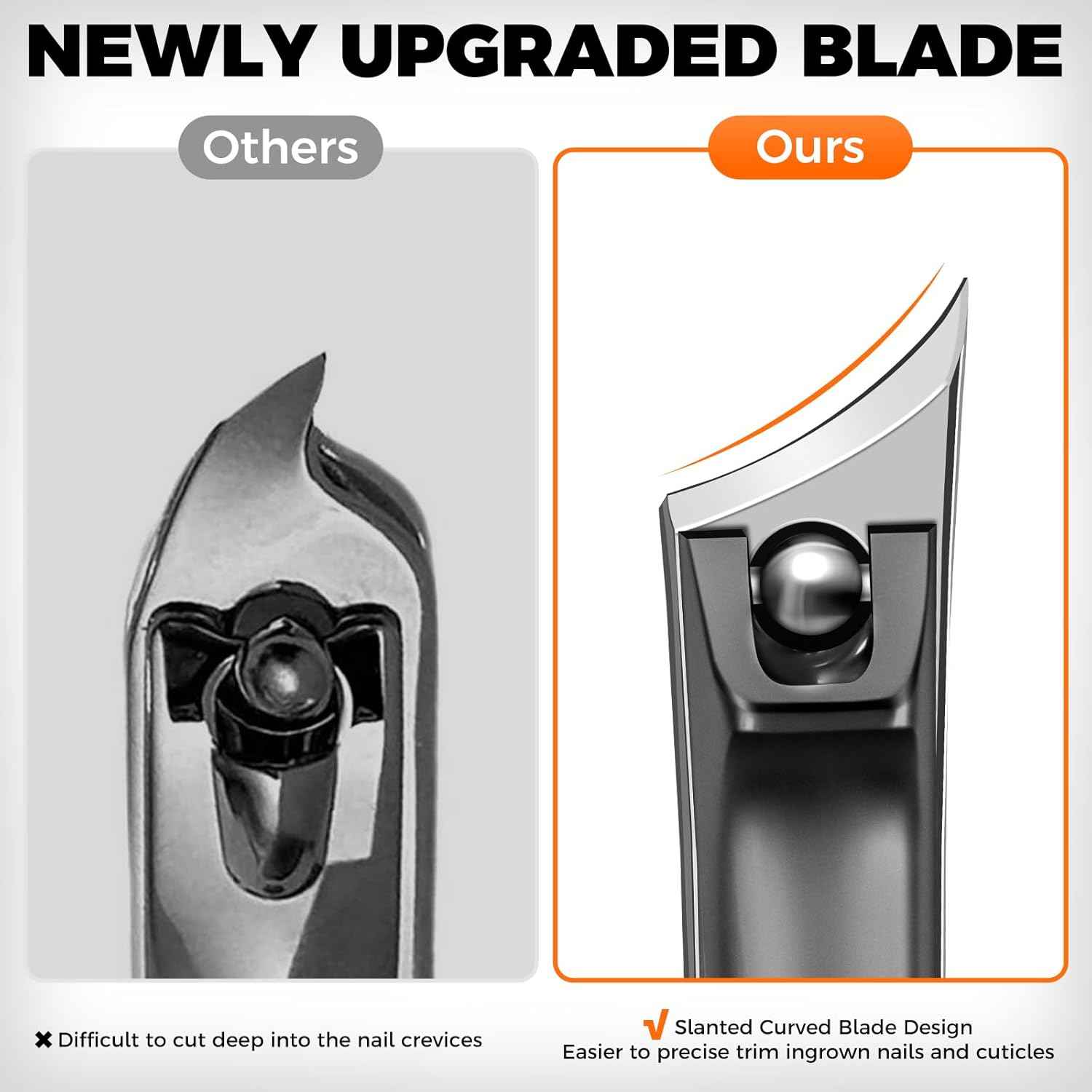 Thick Toenail Clippers for Men & Seniors - Wide Opening Ingrown Nail Cutter with Catcher