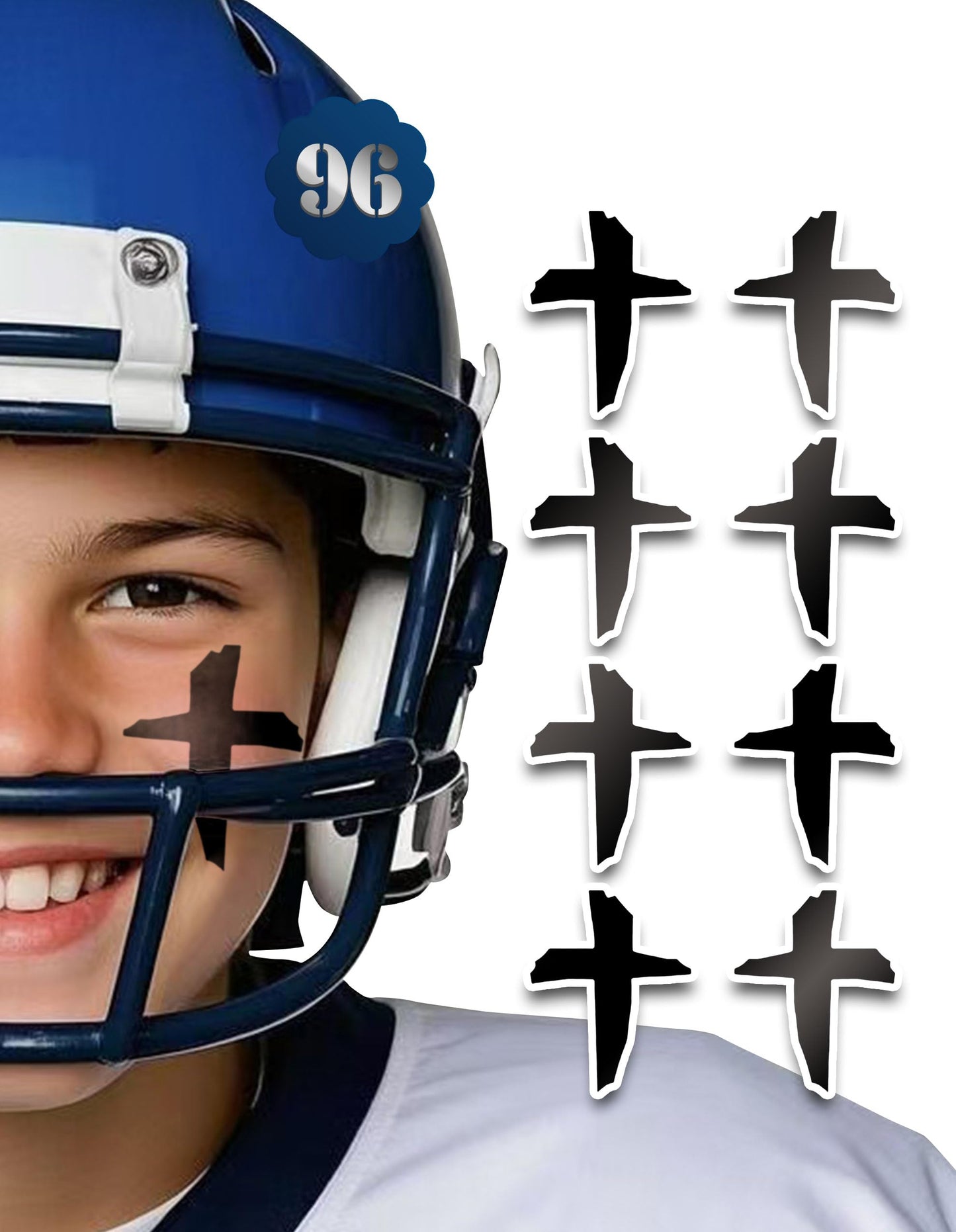 Sports Eye Black Stickers for Men Women，Football Baseball Softball Lacrosse Fans Breathable Eye Strips for Party Game Sport Supplies (Cross, 144 Pairs)