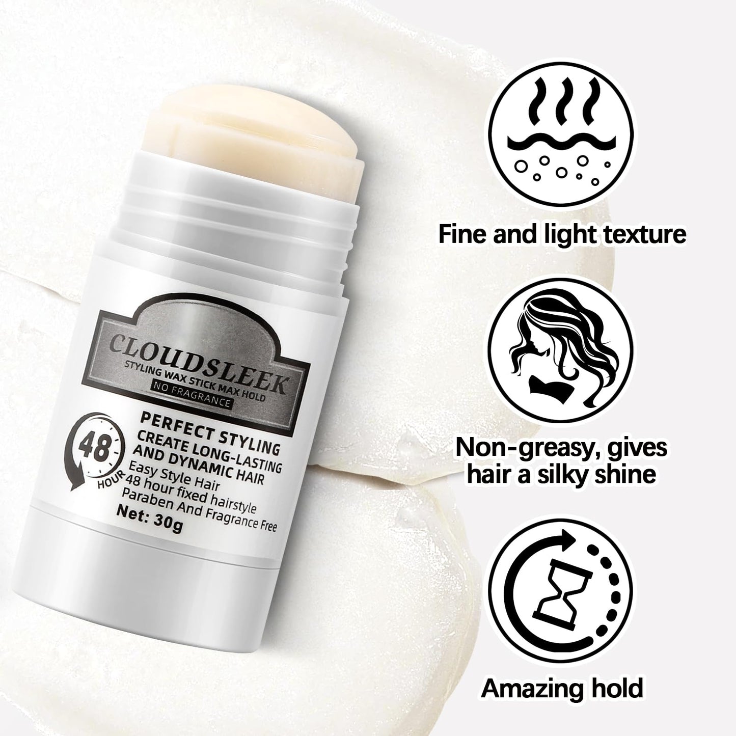 GEUUFEA Hair Smoothing Stick, Hair Wax Styling Cream for Anti-Frizz and Flyaway Tamer, Slick Back Stick for Girls, Women's, Moisturizes, Non-Greasy, Lightweight