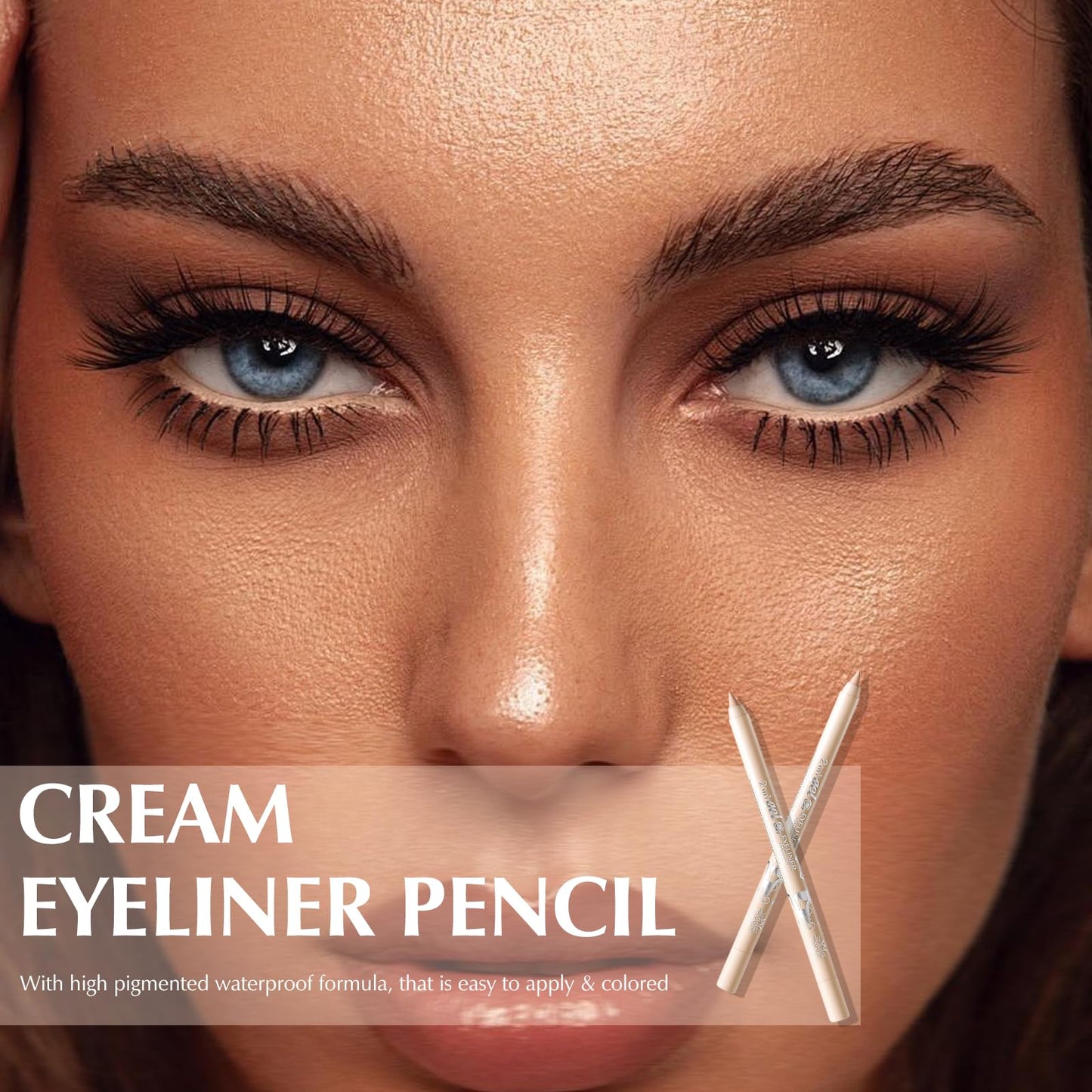 Wugbc Nude Gel Eye Liner Pencil, Cream Shimmer Eye Brightener Stick Waterproof Smudge-proof White Champagne Pink Highlighter Pen Makeup Set for women