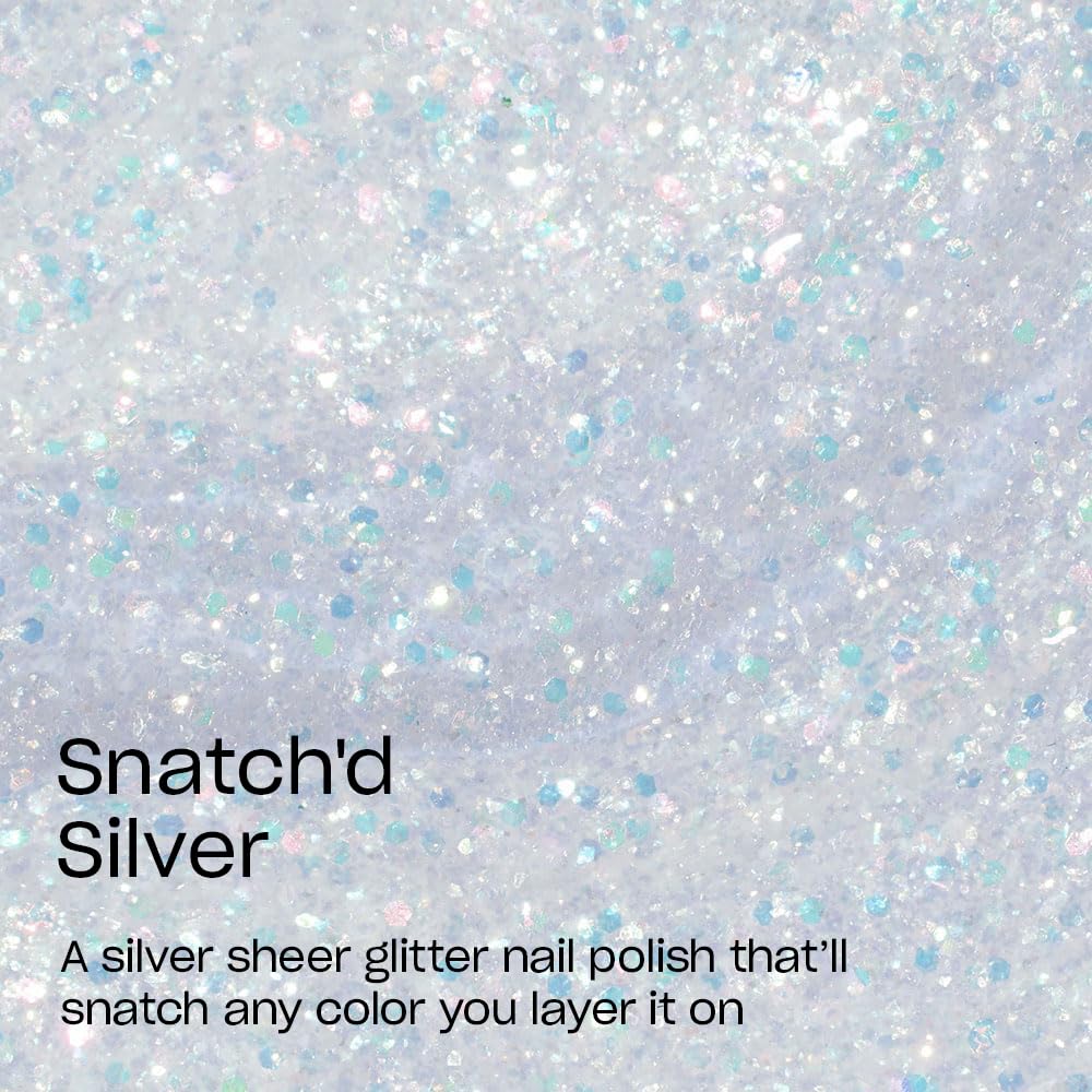 OPI Nail Lacquer Snatch'd Silver | Sheer Soft White Glitter Chip Resistant Nail Polish Your Way Collection