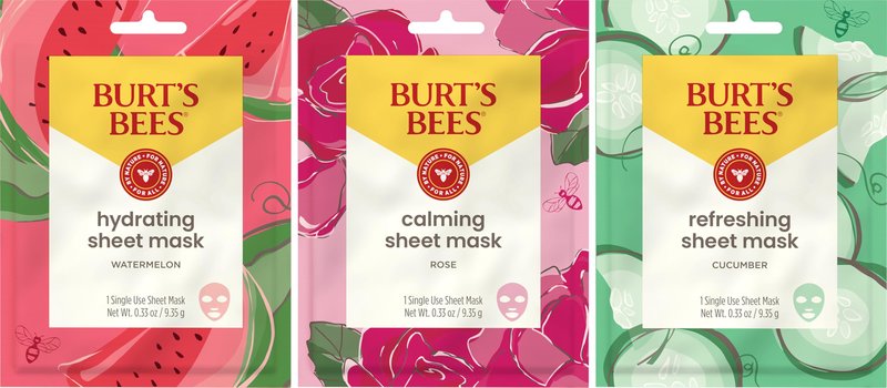 Burt's Bees Mothers Day Gifts, Face Mask Bundle Set, Hydrating Watermelon, Calming Rose, & Refreshing Cucumber, Face Sheet Masks for Single Use Skin Care, 99% Natural Origin, 3 Count, 0.33oz Each