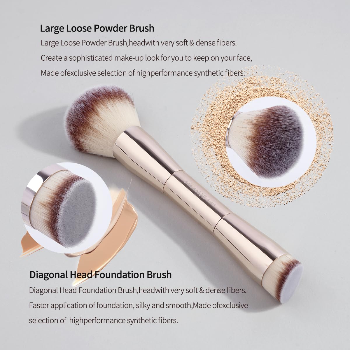 Makeup Brush Set - 20 PCS Double-Ended Kabuki & Foundation Brushes | Gold Case for Blending & Contouring