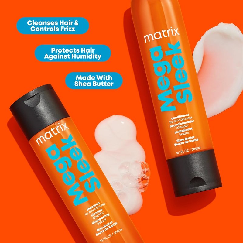 Matrix Mega Sleek Shampoo - Smoothing & Detangling Formula for Dry, Damaged & Frizzy Hair | 33.8 Fl Oz