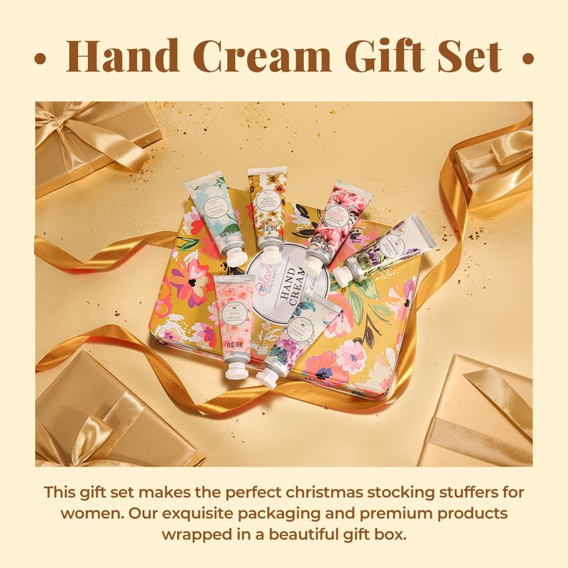 BODY & EARTH Hand Cream Gifts Set with Shea Butter, Mothers Day Gifts for Mom, Moisturizing Hand Lotion Travel Size for Dry Cracked Hands, Teacher Appreciation Gifts, Nurses Week Gifts, 6 x 1 OZ