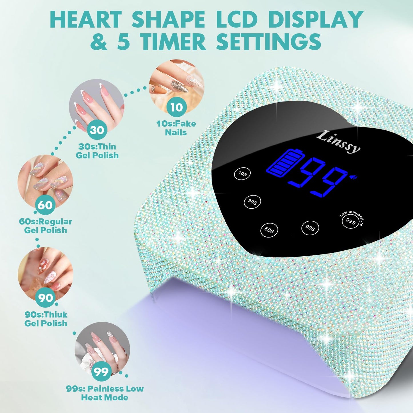 72W Cordless UV LED Nail Lamp for Gel Nails,Nail Dryer with 5 Timers