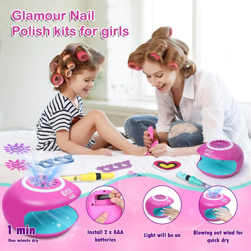 Kids Nail Polish Set with 4 Nail Art Pens - Non-Toxic Nail Pens Ages 4-12 - Spa & Manicure Kit for Girls 6-12, Birthday Gifts, Toys for Girls 8-10 Years